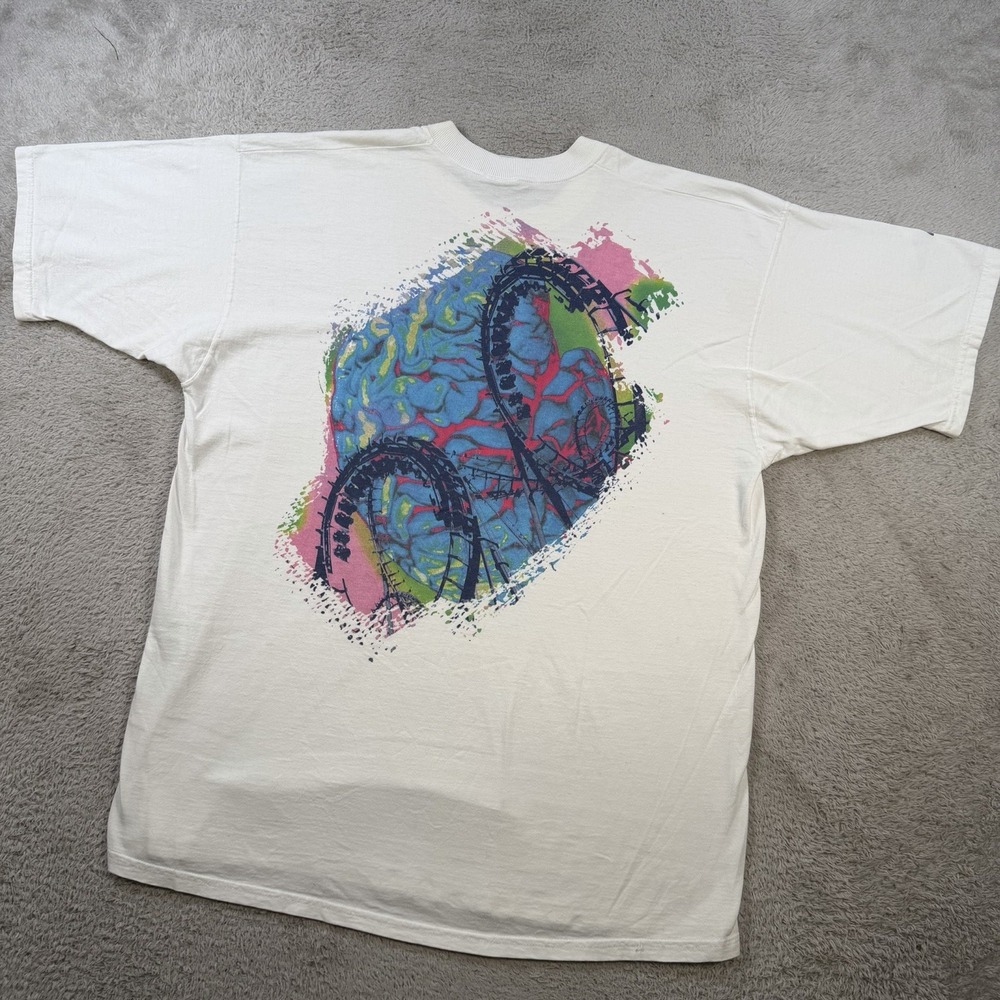 VTG Divalproex Sodium T-Shirt Mens XL White Pharmaceutical Bipolar Trippy Brain